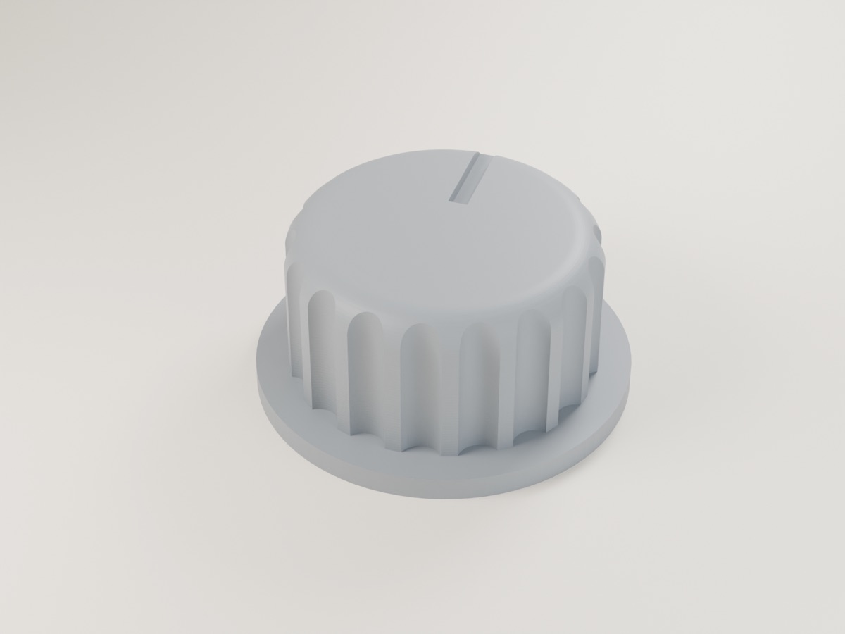 Render of a replacement appliance knob with a D-shaped shaft hole